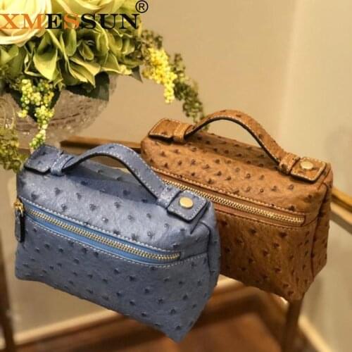 XMESSUN Luxury High Quality Genuine Ostrich Leather Skin Clutch Bag Designer Handbag Purse 2021 New Fashion Trendy Bag