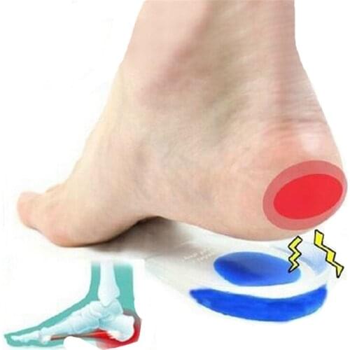 1 Pair Soft Silicone Gel Insoles For Heel Spurs Pain Foot Cushion Foot Massager Care Half Heel Insole Pad Height Shoes Increase