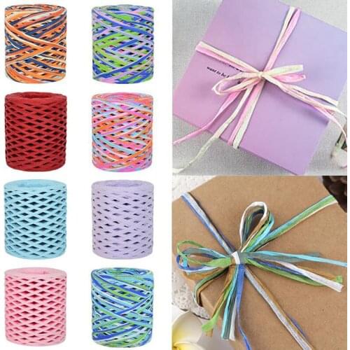 1 Roll 200M Raffia Paper Ribbons Packing Twine Rope Wedding Wrap Decor Christmas Gift Box Wrapping Package DIY Home Crafts