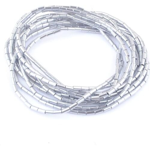 5 Strands Silver Hematite 2x4mm Column Tube Spacer Beads fit Stud Earrings Accessories for DIY Jewelry Making Finding QL3005