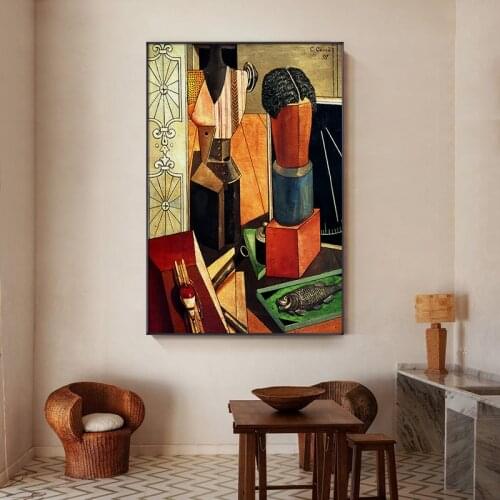 Abstract vintage Creative fishing tools Canvas Painting posters and print decor wall art Pictures for Living Room Bedroom aisle