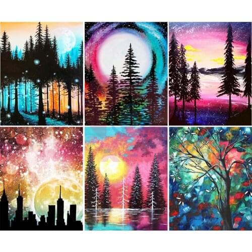 Diamond embroidery diy diamond embroidery landscape tree rhinestone natural diamond mosaic paintings from crystals landschappen