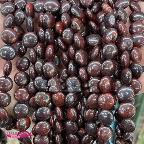 Natural Black Red Jaspers Stone Loose Beads High Quality 10mm Smooth Flat Coin Shape DIY Gem Jewelry Accessories 38Pcs a3664