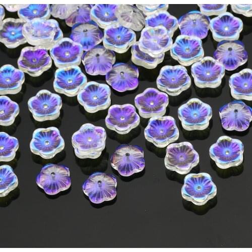 100pcs White Transparent Flower Spacer Beads 8mm Loose Glass Beads For Jewelry Making Handmade Diy Necklace Bracelet Accessories