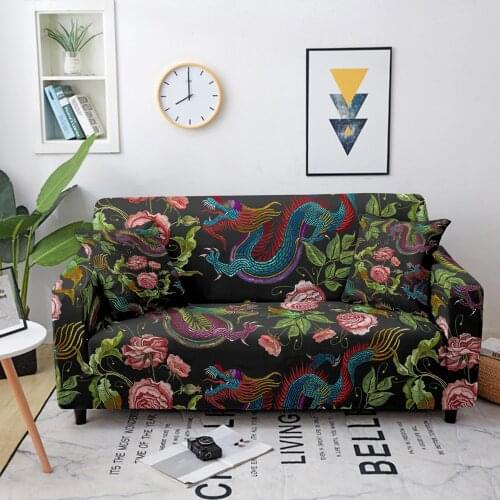 Retro Dragon Sofa Slipcover Elastic Sofa Covers for Living Room Sofa Protector Corner Sofa Cover Couch Covers for sofas 1-4 seat