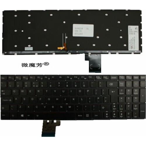 Black, UK Layout Laptop Keyboard Fits for Lenovo Y50-70 Y50-70 Touch, Black backlit