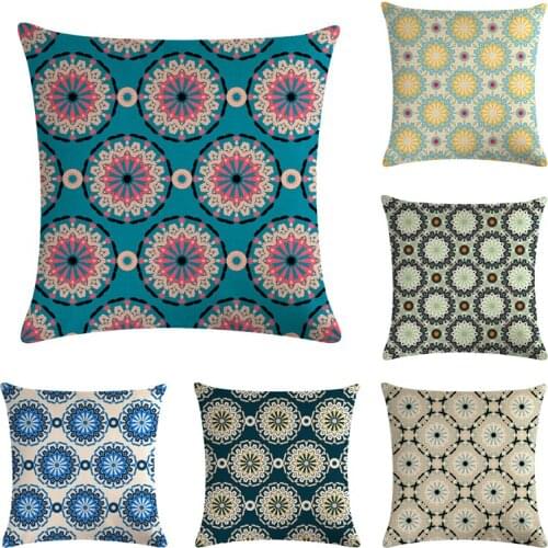 Flower Geometric Cotton Linen Throw Pillow Case Cushion Cover Home Decor Decorative Pillows For Sofa Seat Cushion 45cm*45cm