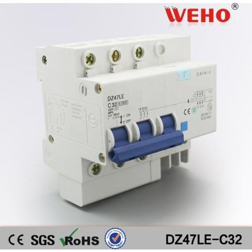DZ47LE-C32 Cheap Price Good Quality DZ47LE Series 32A 3 Pole Rccb Circuit Breaker