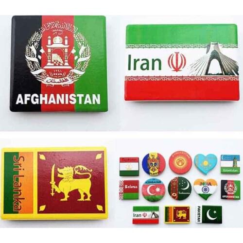 Afghanistan Sri Lanka Flag fridge magnets South Asia Tourism Souvenir Crafts Collection Gift Ceramic Refrigerator Magnets Decor