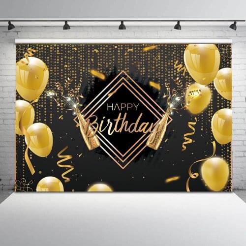 Photography backdrop Happy birthday graduation champagne party decoration background for photo studio gold supplies for photogra