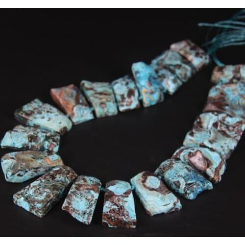 15.5"/strand Top Drilled Blue Raw Ocean Jaspers Faceted Slab Nugget Beads,Ocean Agates Stone Slice Pendants Jewelry Making