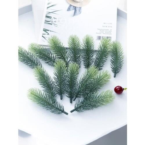 10pcs Mini Artificial Pine Needle DIY Artificial Flower Celebration Weeding Decoration Gift Candy New Year Christmas Decoration