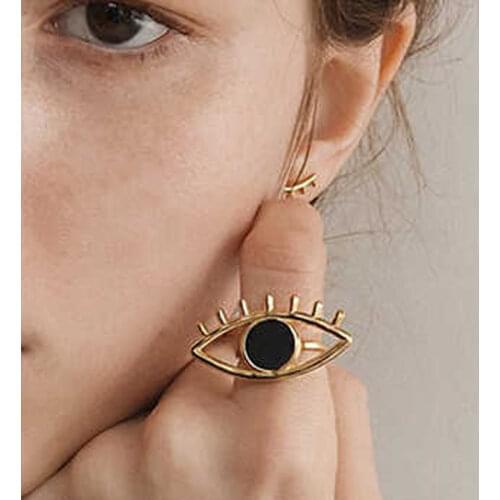 Timlee R035 New Personality Retro Eye Geometry Alloy Ring,Popular Accessories Wholesale
