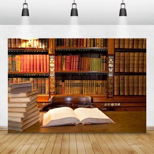 Laeacoo Vintage Photography Backdrops For Bookshlef Lamp Chair Books Study Customized Photographic Background For Photo Studio