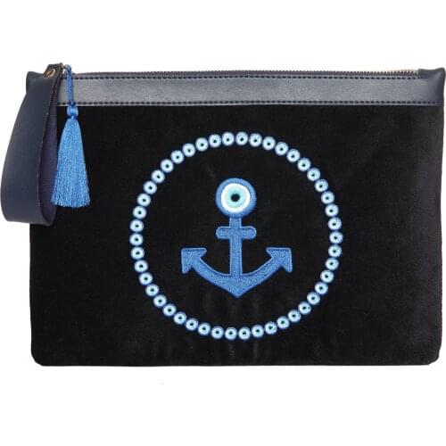 Fashion Womens Clutch Bag Trend Handbag Bags For Women Cotton High Quality Anchor with evil eyes Luxury Bag Women Day clutches