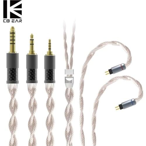 KBEAR Inspiration-S 4 Core 4N Single Crystal Copper Silver Plated Upgrade Cable With Woven Litz Structure Total in 560 Strands