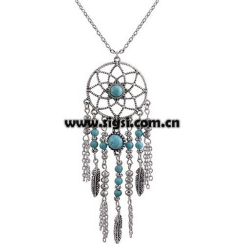 Wholesale Feather Long Chain Vintage Tassel Dream Catcher Pendants