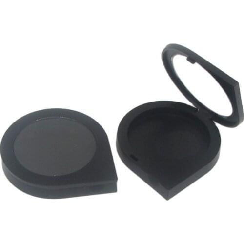 Empty Blusher Case Matte Black Plastic Drop Shaped Makeup Packaging DIY 15 G Powder Compact Container with Clear Lid 25 pcs/lot
