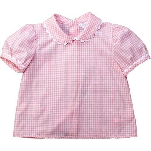 Unisex short sleeve shirt baby collar from 9 months to 36 months.-handmade