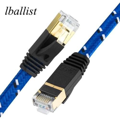 Lballist Fabric Braided Ultra Flat CAT-7 10 Gigabit RJ45 Ethernet Cable For Modem Router LAN Network 1m 1.8m 3m