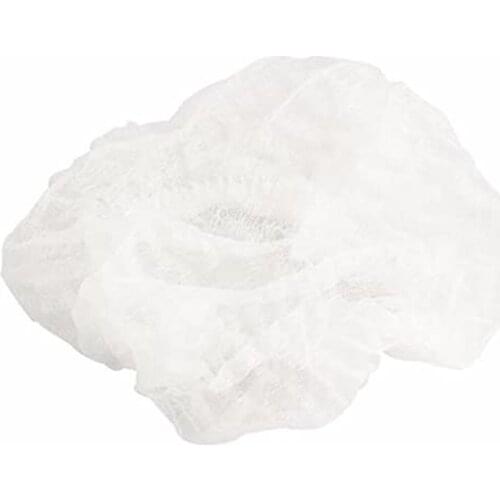 100Pcs Disposable Hat Round Non-Woven Headgear Dust-Proof Chef Food Factory Workshop Anti-Hair Fall Cap