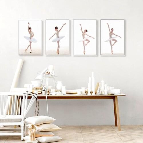 Modern Different Ballet Movements White Photo Art Prints Poster Wall Picture Canvas Painting No Frame Ballerina Home Deco