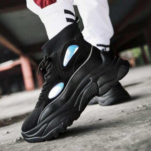 2020 New Classic Trendy Fashion High-top Tide Socks Shoes Sports Casual Flat Lace-up Casual Shoes Height Increasing Couple Shoes