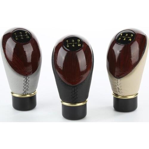 Universal Manual Gear Stick Faux Leather Shift Knob Wood Gearbox Handle For Bmw Audi Ford Focus Peugeot Opel Car Accessories