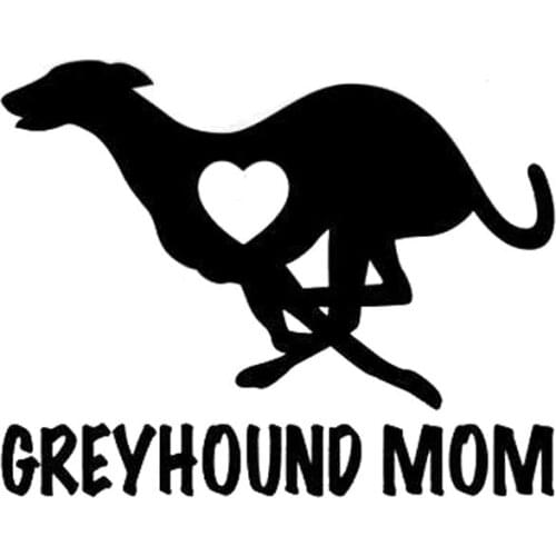 12CM*9CM Greyhound Mom Love Heart - Dog Puppy Vinyl Decal Motorcycle Car Sticker Black/Sliver C8-0047