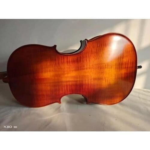 Hand made cello 4/4, ,solid wood flame maple back, ribs and neck, spruce top, SONG Brand 4/4 cello with bag,bow and rosin