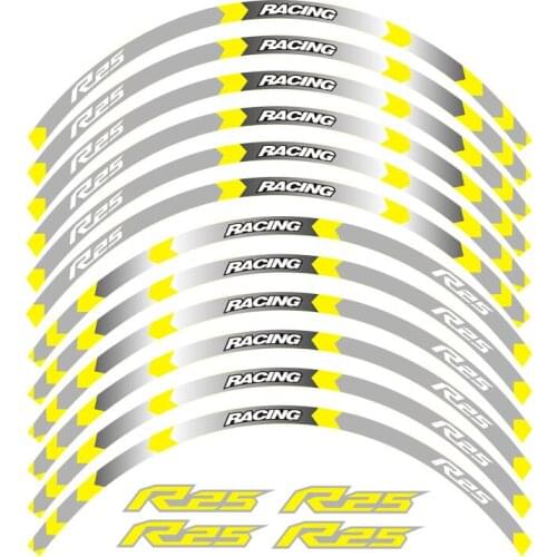 High quality For YAMAHA YZF R25 motorcycle 17inch wheel decals Reflective stickers rim stripes YZF-R25 motorbike R25 7COLOR