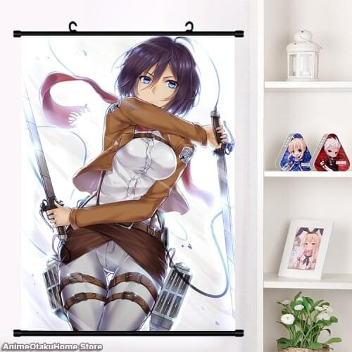 Japan Anime Attack on Titan Eren Jäger Mikasaa Ackerman Rival Ackerman Armin Arlert Wall Scroll Mural Poster Otaku Home Decor