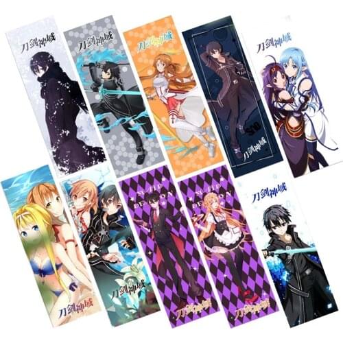 10PCS/Set Anime Sword Art Online Paper Bookmark Japanese Style Book Marks for Reading School Student Office Stationery
