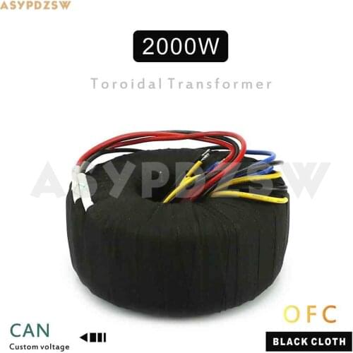 115V/230V 2000VA Black cloth OFC Toroidal transformer 2000W 57.5V-0-57.5V / 115V-0-115V Accept customized voltage