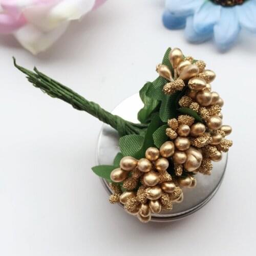 144pcs Artificial Scrapbooking Fruit Flower Stamens Handmade Fake Pip Berry Branches For Garland Box Flower Wreath Decoration