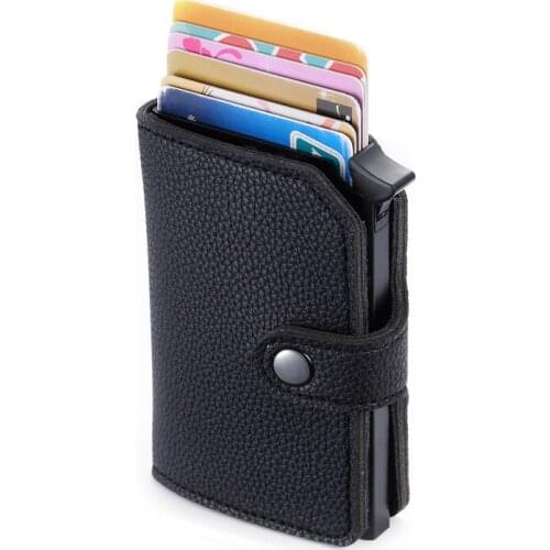 2021 Casual Card Holder Hasp Smart ID Metall Anti RFID Aluminium Box Wallet Mini Men and Women Black Business Credit Card Case