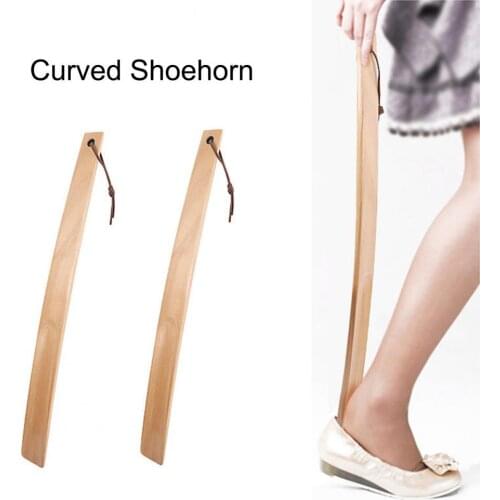 80% Hot Sale Shoe Lifter Wear Resistant Long Lifespan Wood Curved Auxiliary Shoehorn for Disabled