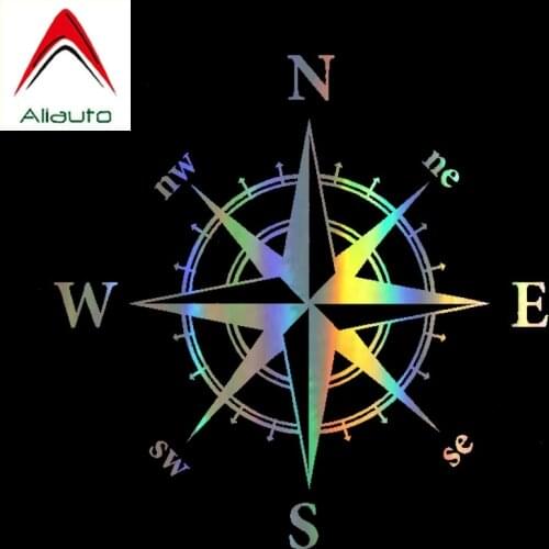 Aliauto Fashion Car Sticker Art Design Compass Auto Styling Waterproof Vinyl Decal for Subaru Golf 4 Mini Lada Peugeot,14cm*14cm