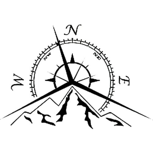 NSWE Fashion Mountains Compass Rose Decal Nautical Compass Navigate Car Sticker
