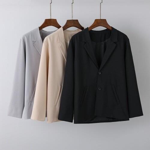 GUUZYUVIZ Black Blazer Long Sleeves Jacket Women Casual Loose Cardigan Chaqueta Beige De Mujer Autumn Winter