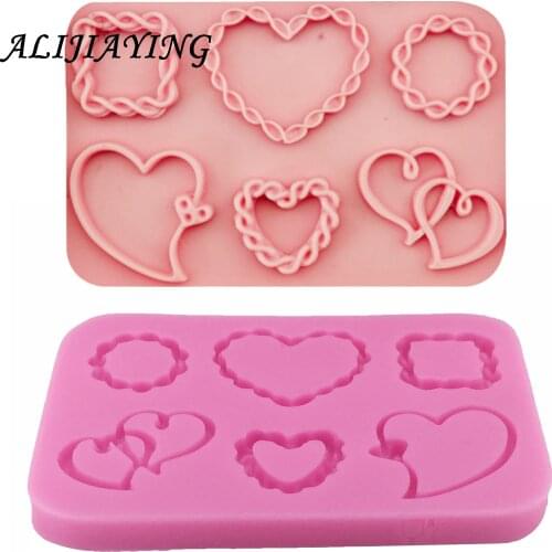 Lovely Heart Shaped Silicone Chocolate Cake Candy Lollipop Lolly Heart Baking Mould Ice Mold Cake decorating tools D1061