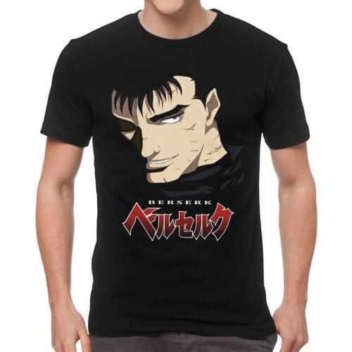 Berserk Guts T-shirt Mens Graphic T Shirt Short Sleeve Cotton Japanese Anime Manga Hero Gatsu Tshirt Cool Tee Tops