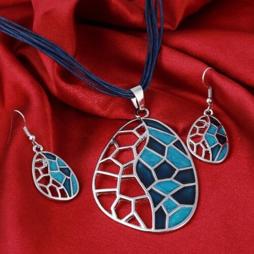 ZOSHI Jewelry Sets Handmade Gem Statement Silver Plated Necklace Earrings Set Bijoux Femme Party Jewellery Accessory Jewelry Set