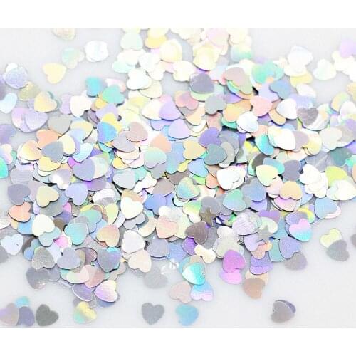 Colorful Laser Nail Sequins 3D Heart Decoration Thin Flakes Glitter Designs Nail Art Paillettes Manicure