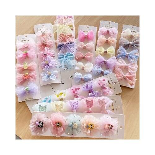 Cute Pink Bowknot Hairpin Set Fabric Edging Duckbill Clip Hairpin Kids Hair Accessories Girls Fashion BB Clip
