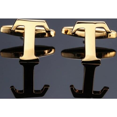 DY new High-quality Brass material English Golden English alphabet T Cufflinks Mens French shirt Cufflinks free shipping