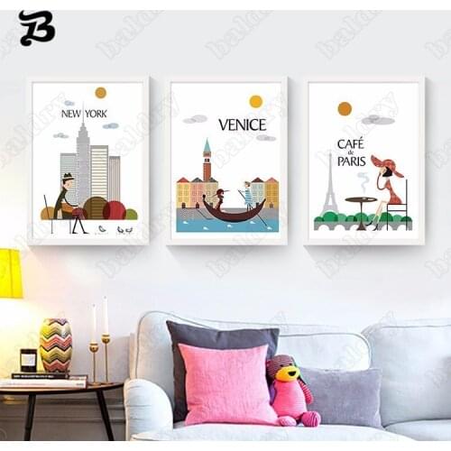 Travel Cities Wall Pictures Nordic Home Decoration Travel Around The World Canvas Painting Wall Art for Living Room House Decor