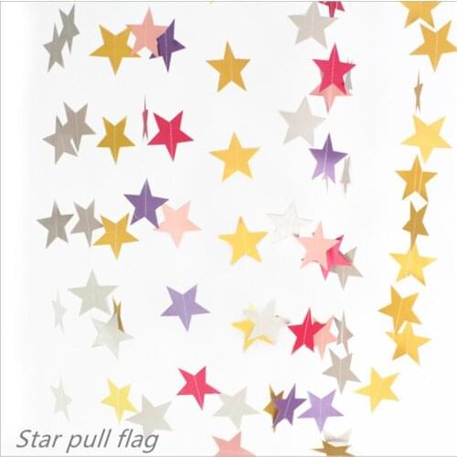 New colorful star hanging flag birthday party party background layout decoration five-pointed star pull flag banner
