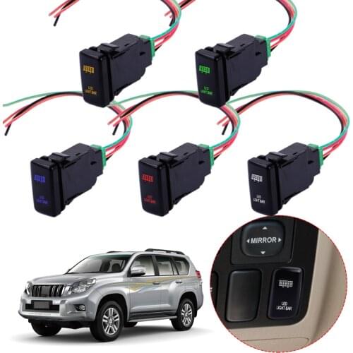 DWCX New 12V Car Push Switch Etching Fog LED Light Bar Fit For Toyota FJ Cruiser Prado Hilux Landcruiser Tacoma GGN15R GGN25R