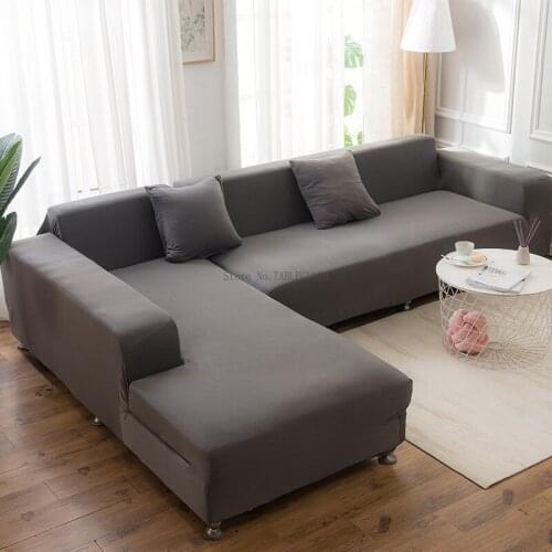 Pure Color High Elasticity Sofa Cover Sofa Cover All-inclusive Fabric L-shaped Chaise Longue Combination Sofa Cover